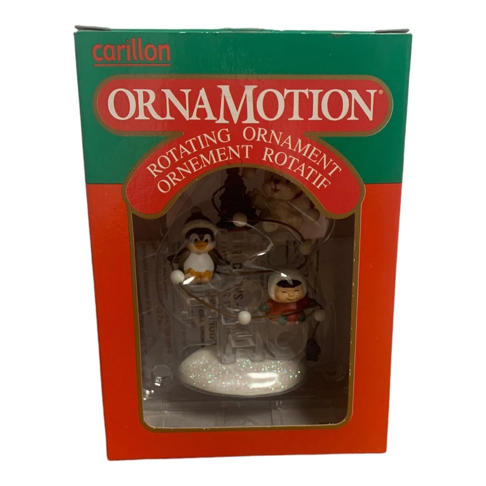 VTG 1989 NOMA Ornamotion Hohoho Eskimo Penguin Polar Bear Rotation Xmas Ornament